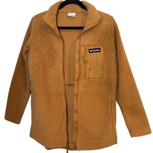 CLOSET CLEAN-OUT✨ Columbia Sherpa Fleece Jacket Tan Zip Up Cozy Womens XS